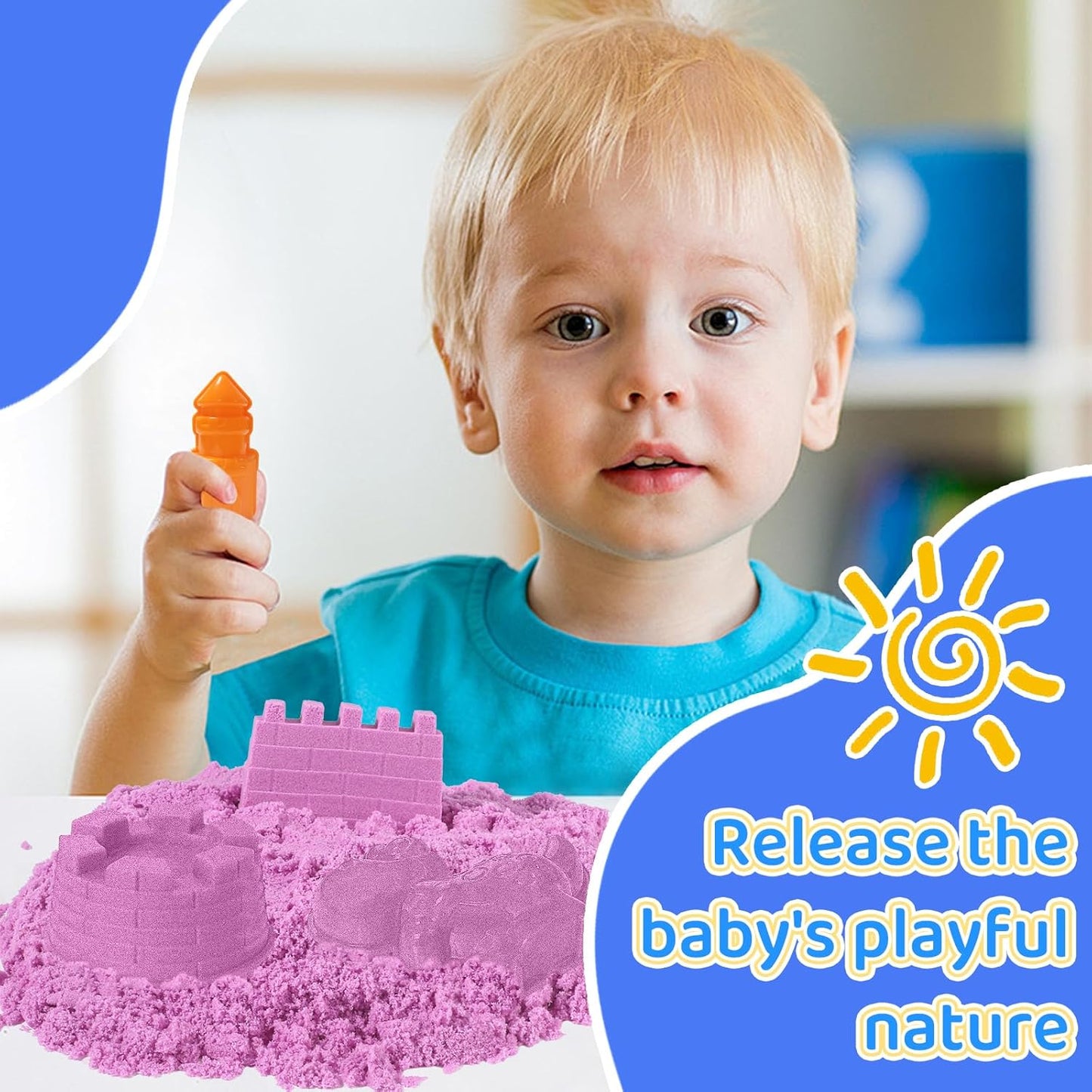 50 Ps Deluxe Sand Molds Tools Set, Sandbox Toddlers Toys, Beach Sand Castle Building, Indoor Outdoor Sensory Kids Play - Safari Animals, Mini Castles, Geometric Shapes Compatible with Any Molding
