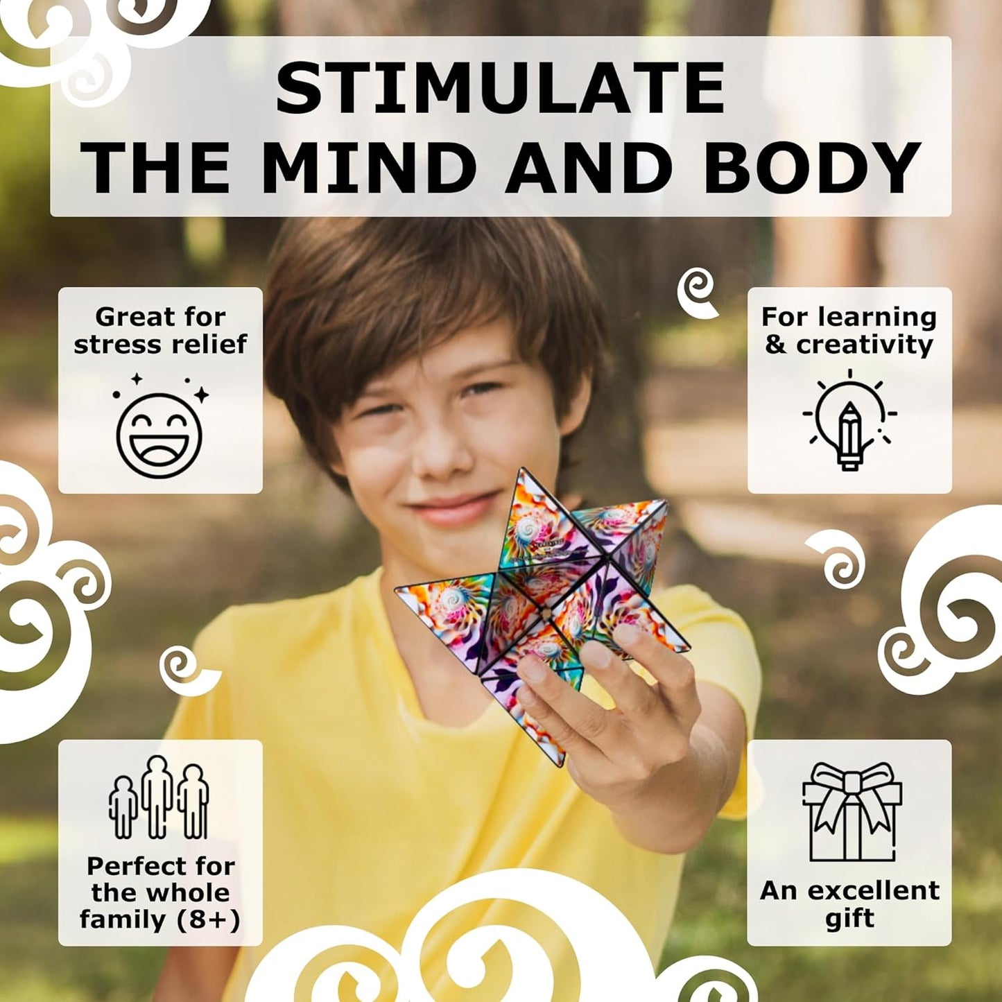 Shashibo Octa Shape Shifting Box - STEM Fidget Toy with Ultra Strong Magnets, Perfect Sensory Gift for Kids, Teens, and Adults – Pairs w/All Shashibo Cubes (Infinity)