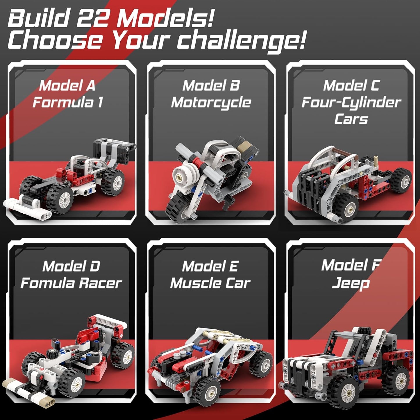 298 Pcs Technic-Parts-Set Axles-Gears-Pins-Beams-Bricks-Arms-Connectors-Wheels-Tires Compatible with Major Brand Building-Block MOC-Toy-Creations