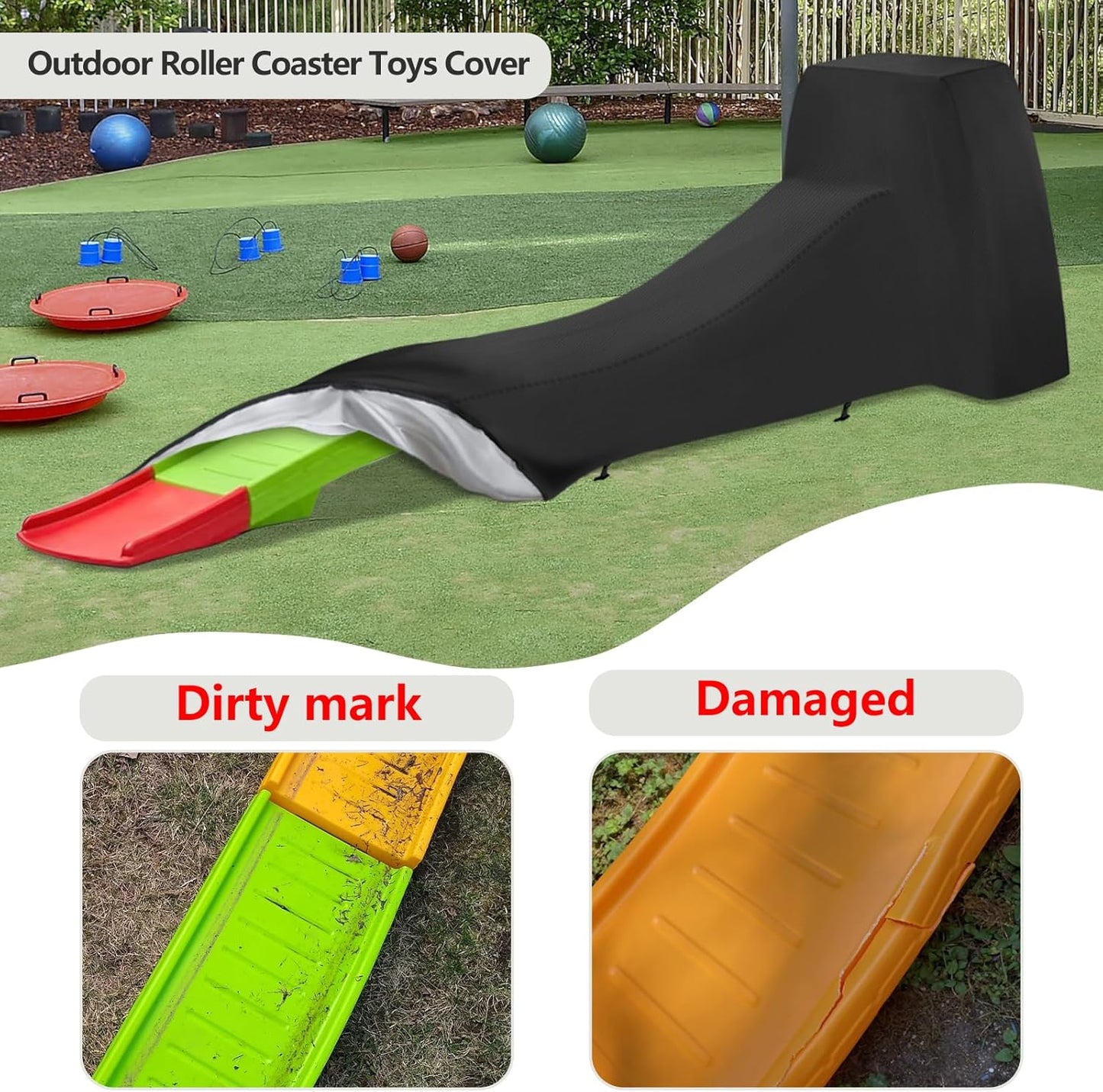 Toddler Roller Coaster Cover for Kids Up & Down Roller Coaster ,Waterproof Dust Proof Anti-UV Outdoor Roller Coaster Toys Cover,Cover only
