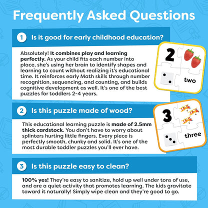 Number Puzzle Kindergarten Math Games - Number Matching Puzzle - 20 Sets Learning Numbers Puzzles - Counting Toys for Toddlers Kids Ages 3-5 - Educational Toys Preschool Learning Activities