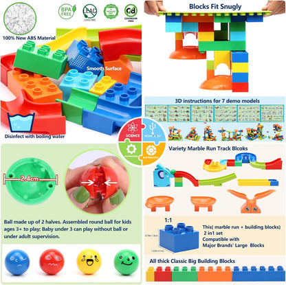 Marble Run Building Blocks for Kid: 3 4 5 6 8 Year Old Montessori Education Preschool STEM Toy - Age 4-8 Kids Creative Puzzle Marbles Track - Christmas Birthday Gifts for Boys Girls