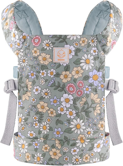GAGAKU Doll Carrier for Kids, Toy Baby Doll Carrier, Reborn Dolls Carrier Toy Baby Sling with Adjustable Straps, Baby Doll Accessories - Green - Camellia