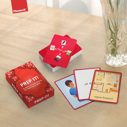 Prep It English Flash Cards Game for Learning Prepositions - Sight Words for Sentence Building and Reading Activities - Used for ESL Teaching - Montessori - Kindergarten - 1st and 2nd Grade