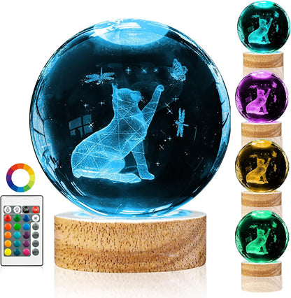 3D Solar System Crystal Ball Night Light with 16 Color Wooden LED Base Upgraded 3.15 In Galaxy Planets Ball Lamp with Remote for Birthday Christmas, Astronomy Space Gifts for Boys Girls Kids