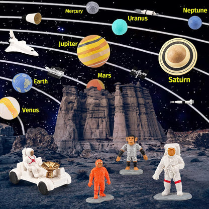 19PCS Planets Solar System Astronaut Figure Toy Children Solar Power Kit Space Exploration Spaceman Science Kit for Kids Party Birthday Gift