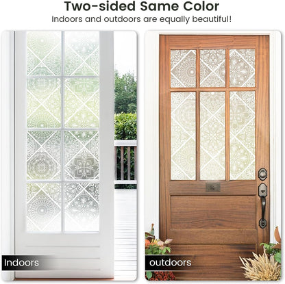 DKTIE Wooden Blinds Pattern Decorative Window Privacy Film, Sun Blocking Heat Control, Static Cling No Glue, with Installation Tools, Stained Glass Window Film (S531, 17.7" x 78.7")