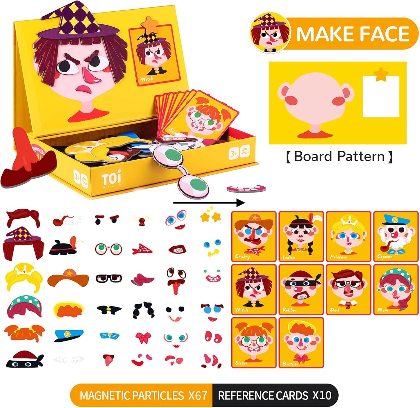 Toi Kids Magnet Toys Magnetic Jigsaw Puzzle Boxes with Game Board for Kids Ages 3-8, Portable Travel Game, Transport