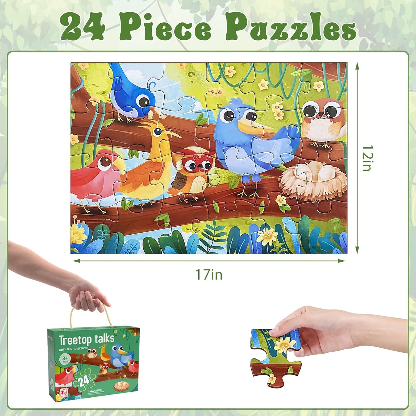 Jumbo Floor Puzzle for Kids, Large Jigsaw Puzzles 24 Piece for Kids Ages 3-5,Preschool Learning & Education Toys, Gifts for 4-8 Year Old Boys and Girls (Jungle Animals)