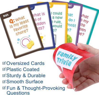 LotFancy Family Trivia Game, Ages 4 and up, Family Games for Kids and Adults, 60 Fun Trivia Cards, Family Conversation Starters for Family Game Night, Party, Travel, Road Trip, Jumbo Size