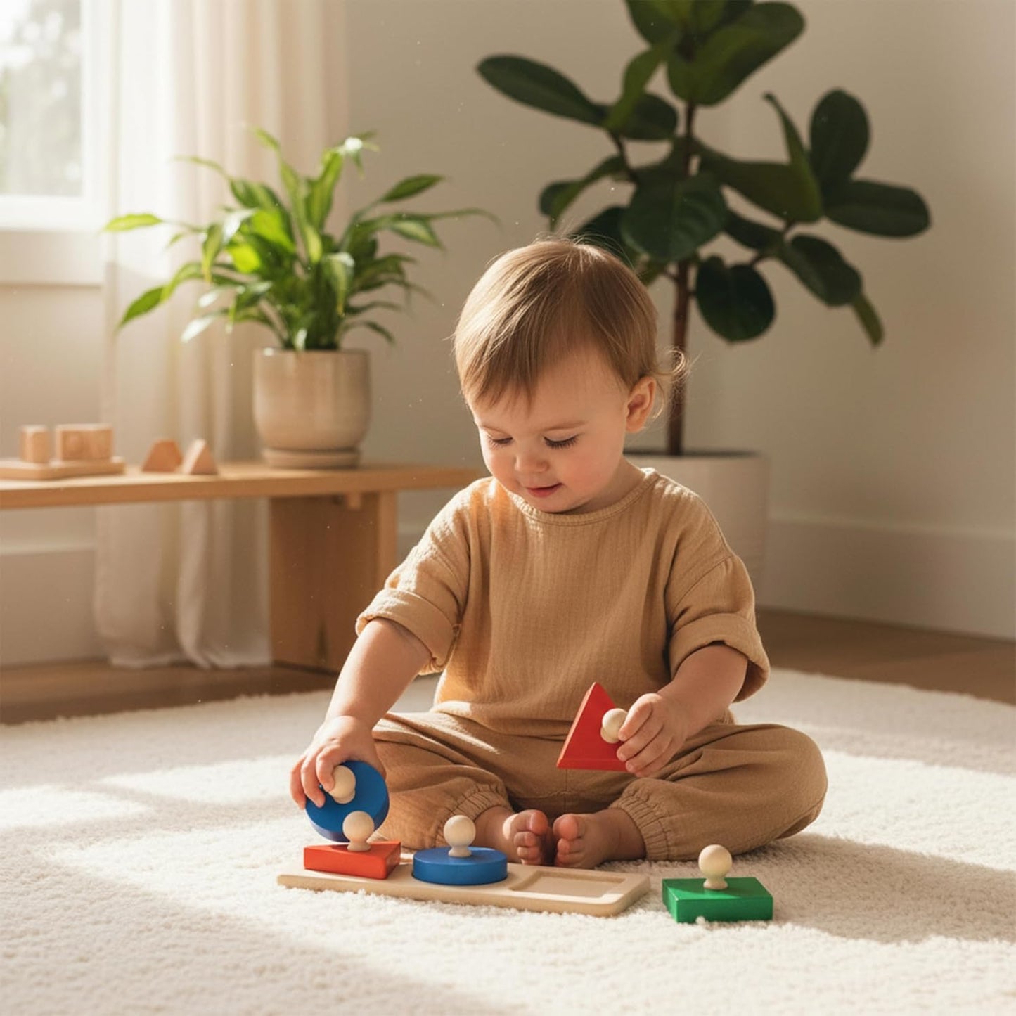 PlanToys® Sorting Boat Toy | Wooden Shape Sorter Toy for Toddlers 3+ | Montessori Educational Boat Puzzle with 6 Blocks | Develops Fine Motor Skills, Shape Matching & Problem-Solving