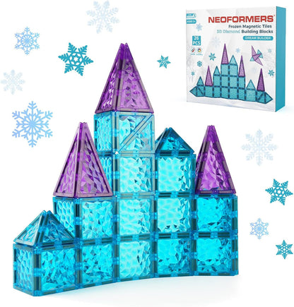 Magnetic Tiles, 96PCS Magnetic Block Toddler Toys with 2 Cars, 3D Clear Magnet Building Tiles Set, STEM Educational Toys for Kids 3-9 Years