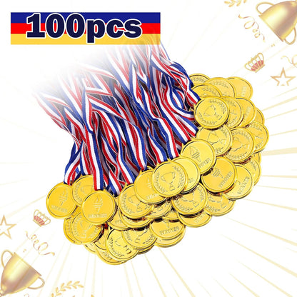 Caydo Gold Medals for Kids, Plastic Medals for Awards Winner Award Medals for Children's Game Prizes, School Sports Games, Competitions, Family Gatherings(24PCS/100PCS)