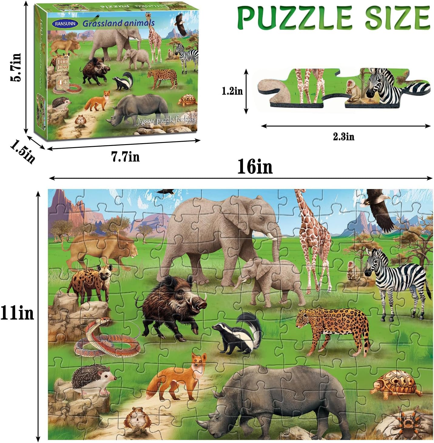 Puzzles for Kids Ages 4-8 Year Old,100 Piece Dinosaur Jigsaw Puzzle for Toddler Children Learning Educational Puzzles Toys for Boys and Girls - Every Piece is Unique