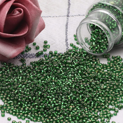 10100 Pcs Size 11/0 Glass Seed Beads, 2 mm Dark Green Small Mini Spacer Loose Pony Beads for Jewelry Making and DIY Crafts - Colors A