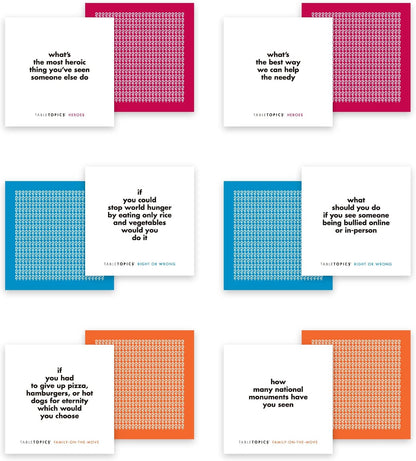 TableTopics Family Conversation Pack for Parent Child Connection, 120 Engaging Question Cards for Dinnertime, Car Rides, & Classrooms, Boxed Set of 3 Topics, Stocking Stuffer