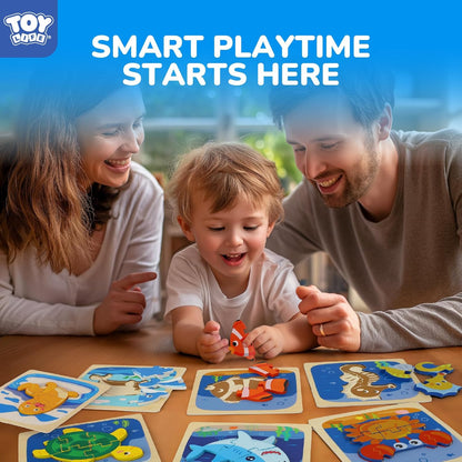TOY Life Wooden Puzzles for Toddlers 2-4, Sea Animals Puzzles for Toddlers 1-3, Wood Puzzles Educational Montessori Toys Gifts for 1 2 3 Year Old, Baby Kids Learning Toy