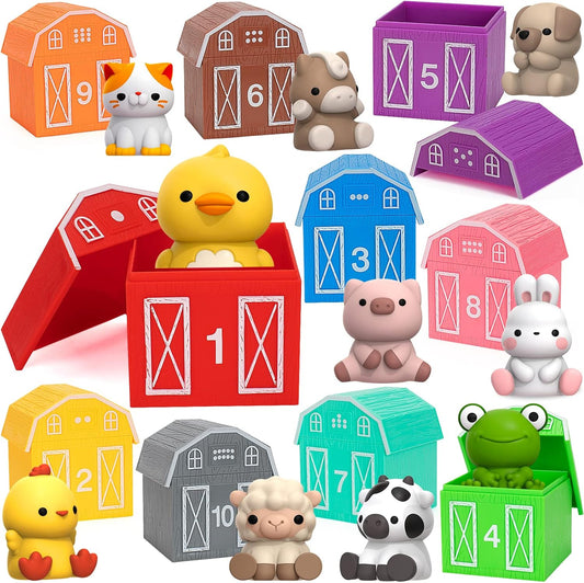 Learning Toys for 1,2,3 Year Old, 20 Pcs Safari Animals Toy, Counting Skill, Color Matching, Montessori Toys, Christmas Birthday Easter Educational Gift for Baby Toddler Boys Girls Age 12-18 Months