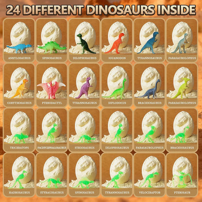 Dinosaur Eggs Toys Dig Kit, 24 Dino Eggs, Dinosaur Toy for Kids, Science STEM Dinosaur Eggs for Birthday and Easter Gift, Easter Basket Stuffers, for Boys Girls Age 3+