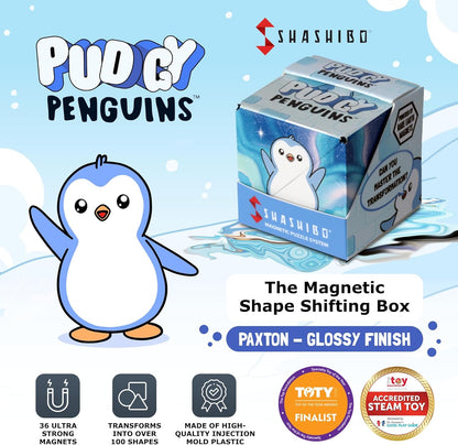 Shashibo Pudgy Penguins Shape Shifting Box – STEM Fidget Toy with Ultra Strong Magnets, Puzzle Cube Transforms into 100+ Shapes, Sensory Gift for Kids, Teens, and Adults (Paxton)