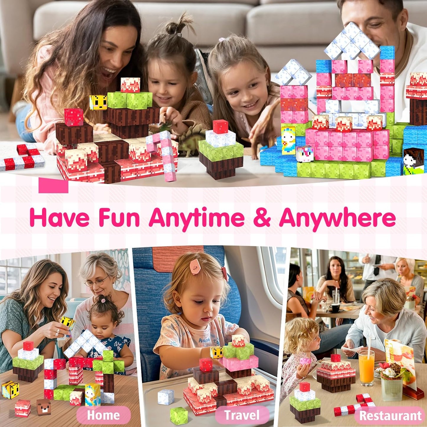 Feoxialy Magnetic Blocks - 52pcs Translucent Magnetic Cubes, Digit Building Blocks Magnet Toys for Kids, Rainbow STEM Creativity Toys 3+ Year Old Boys & Girls Toddlers Kids Christmas Birthday Gifts
