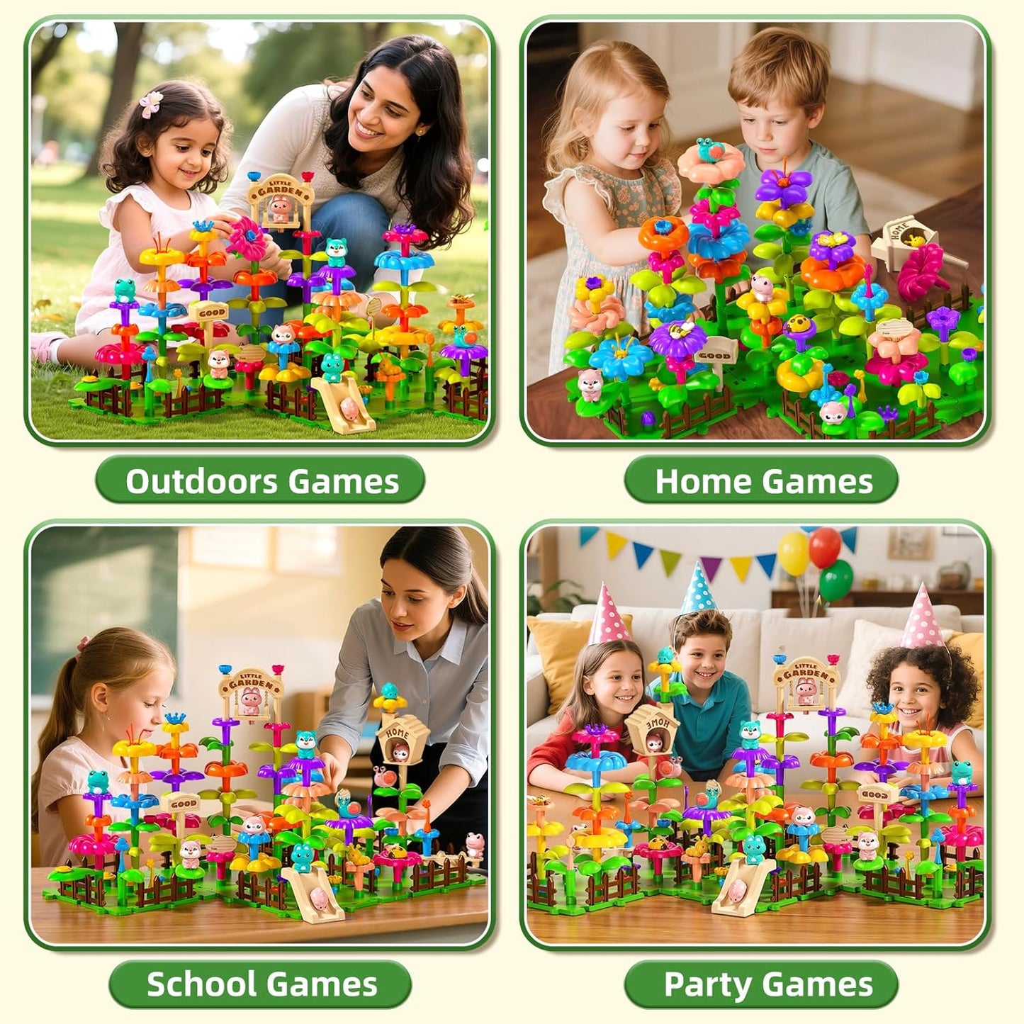 145 Pcs Toys for 3 Year Old Girl, Toddler Gardening Set Flower Garden Toy Girls Building Sets Best Educational Learning Fine DIY Crafts Stem Construction Stacking Kit for 3 4 5 6 7 Years Kids