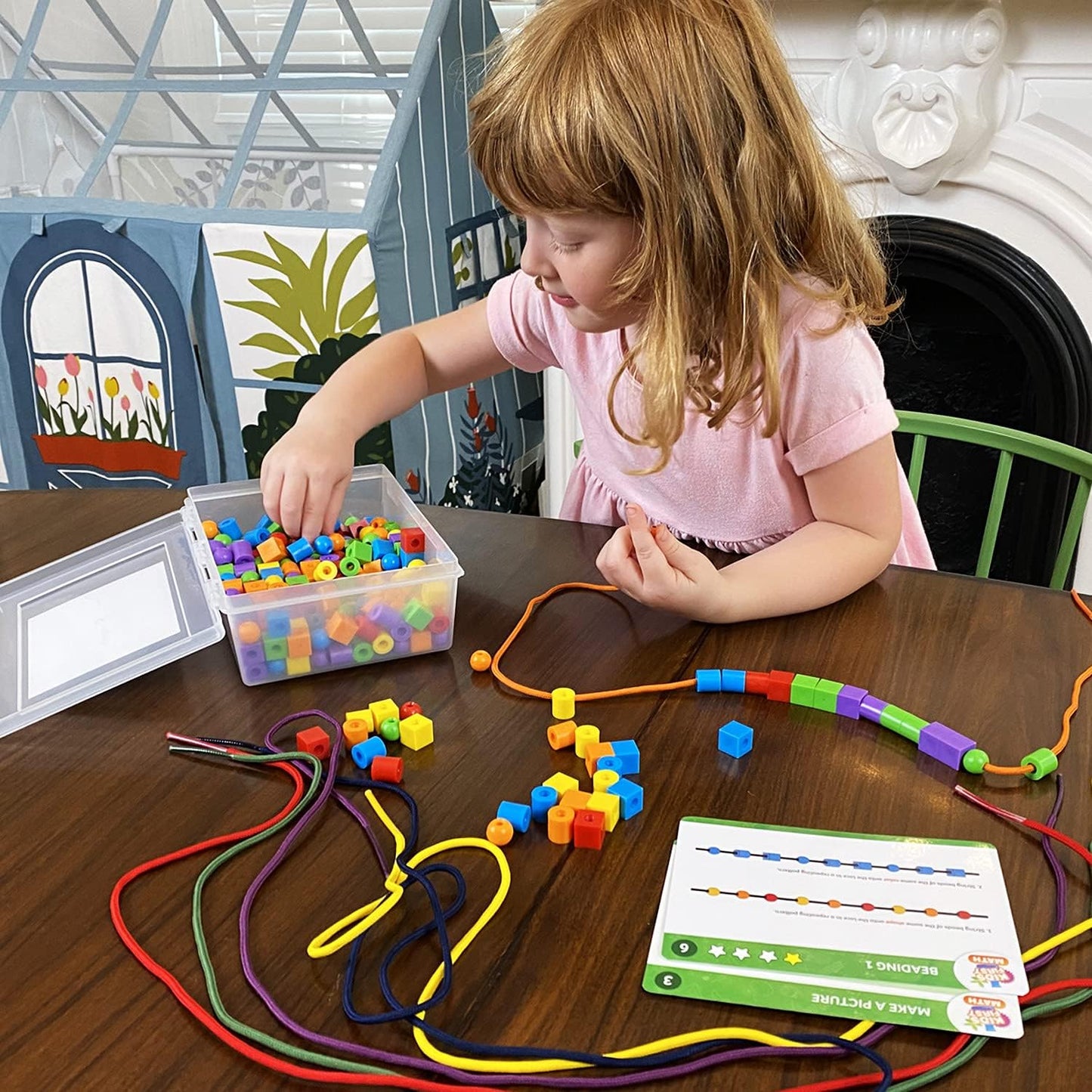Kids First Math: Lacing Beads Math Kit w/Activity Cards | Develop Skills in Counting, Sorting, Sequencing, Pattern Recognition | Visual Hands-on Math for at-Home or Classroom Learning, Ages 3+
