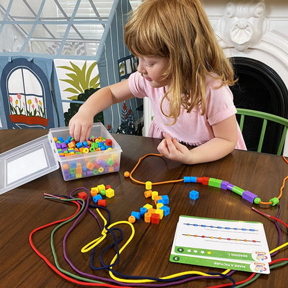 Kids First Math: Lacing Beads Math Kit w/Activity Cards | Develop Skills in Counting, Sorting, Sequencing, Pattern Recognition | Visual Hands-on Math for at-Home or Classroom Learning, Ages 3+