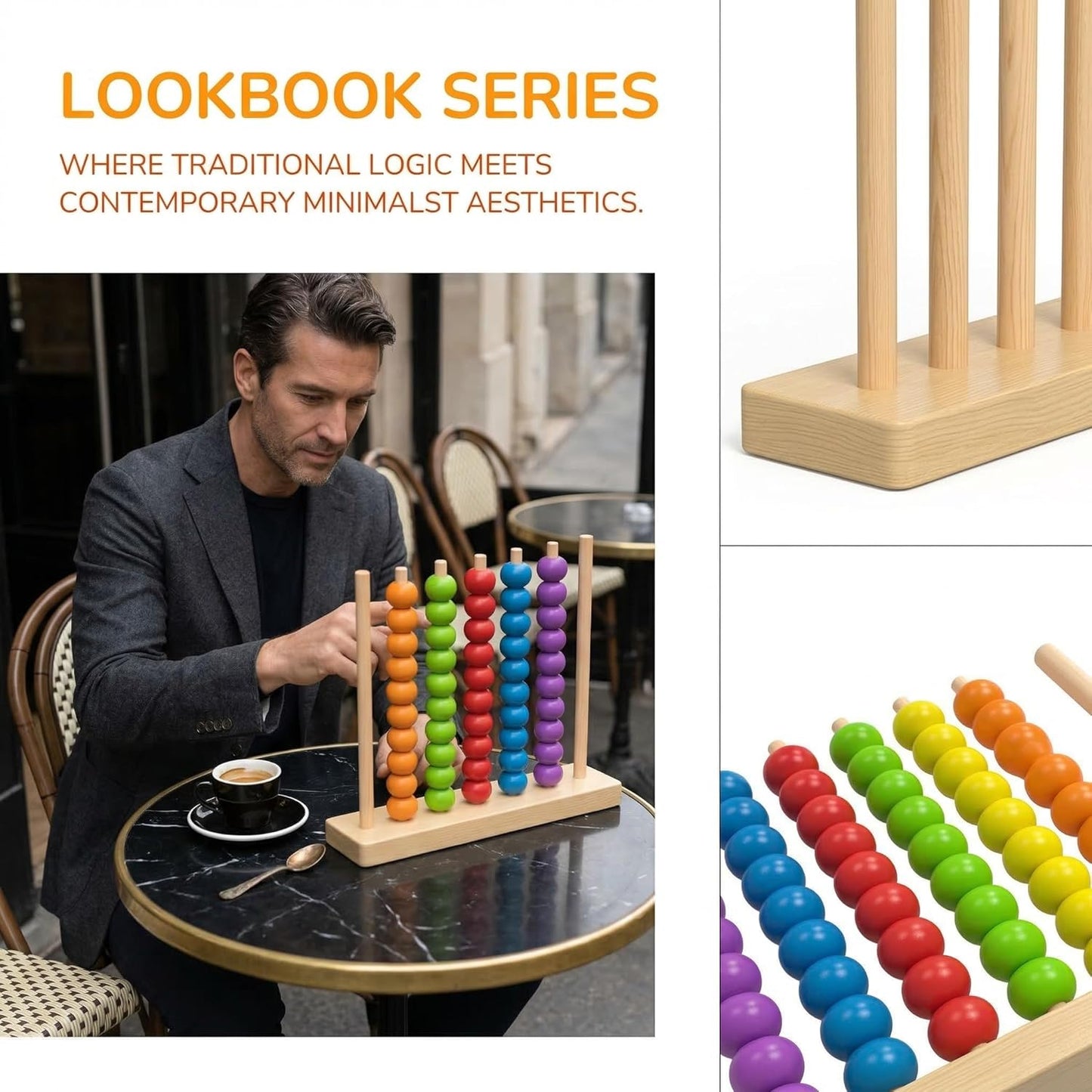 Color Stack Match Game for Adults,Fast Pattern Tabletop Puzzle Challenge with Wooden Stacking Rings, Competitive Brains Teaser Activity for Family Night Strategy Pattern Play (Bead)