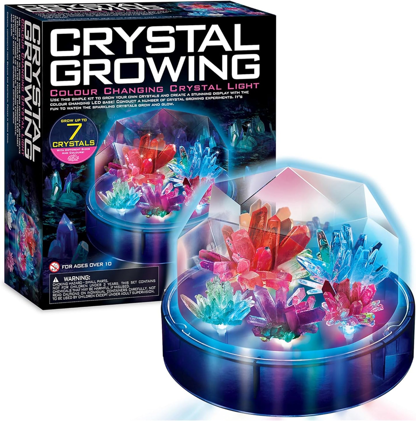 4M Glow Crystal Growing Kit - Grow a DIY Crystal Experiment Specimen, A Great Educational STEM Toys Crystal Making Gift for Kids & Teens, Boys & Girls