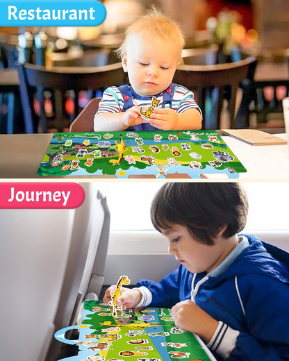Benresive Reusable Sticker Books for Toddlers, Fun Travel Stickers for Kids, Toddler Sticker Book, Crafts Activities for Toddlers, 3 and Up Birthady Gifts - Vehicle