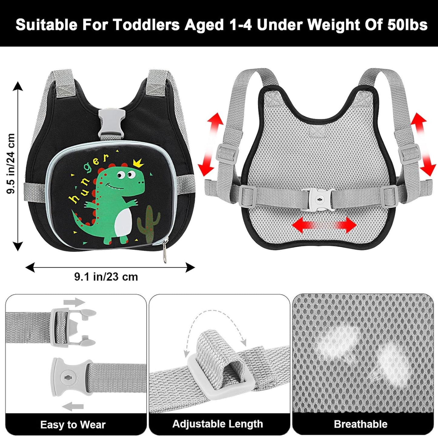 Accmor Toddler Harness Leash + Reflective Anti Lost Wrist Link, Cute Car Kids Back Pack with Hand Strap Collapsible Child Walking Restraint Belt Tether Hold Baby Boys Close for Outdoor Travel