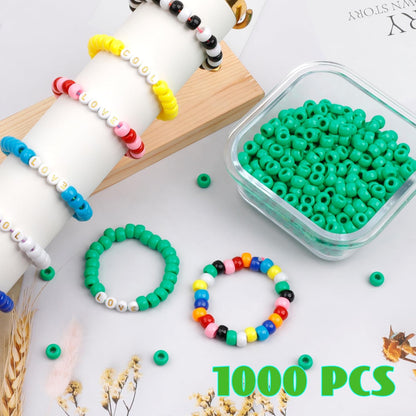 Auvoua 1000Pcs Pony Beads Bracelet 9mm Yellow Plastic Barrel Pony Beads for Necklace,Hair Beads for Braids,Key Chain,Jewelry Making (Yellow)