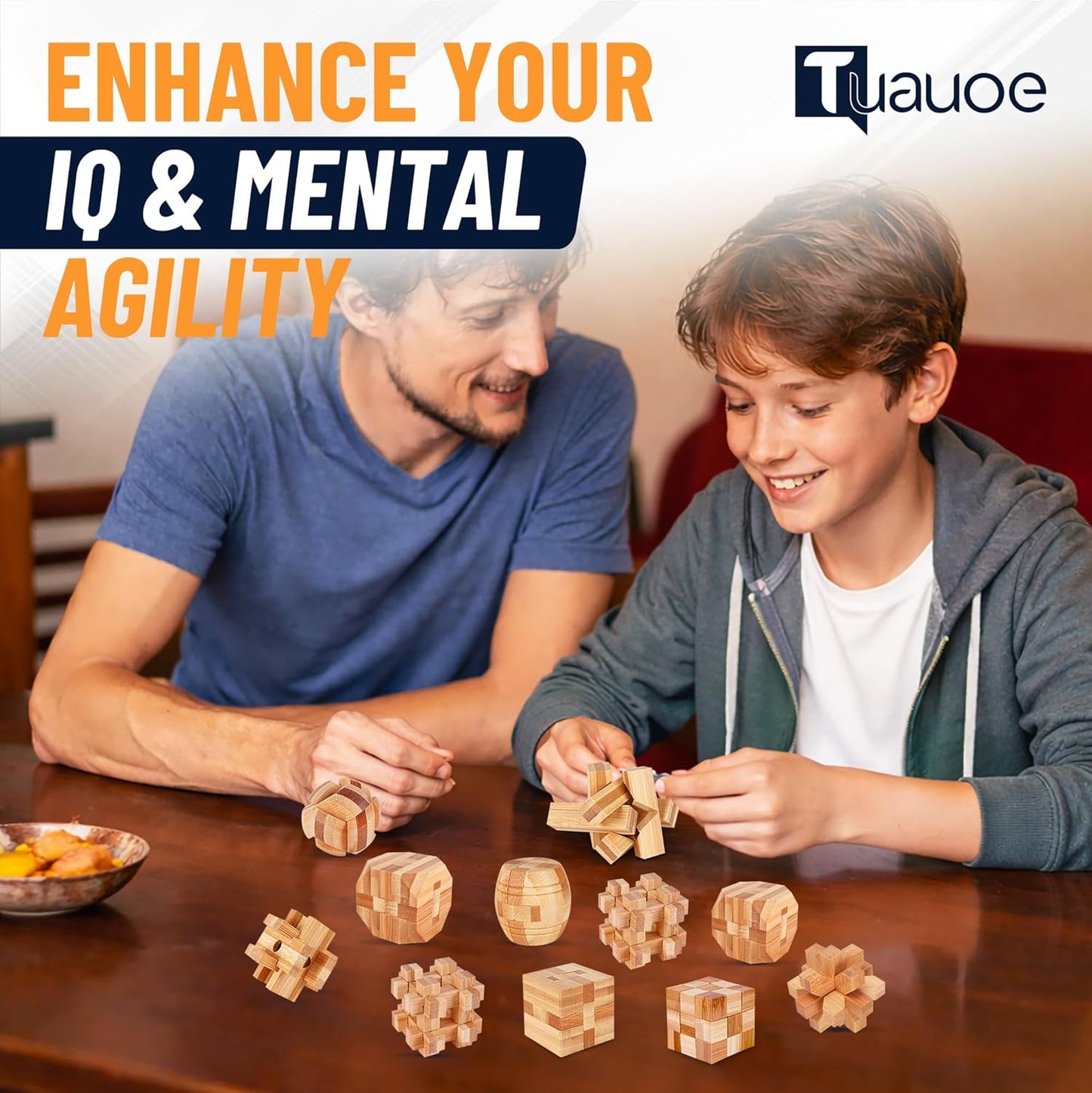 Wooden Brain Teaser Puzzles, 12pcs 3D Brain Teasers for Adults Teens Kids, Logic Mind Puzzle Box Lock Toy Removing Assembling Gift Set, Small Unique IQ Hand Puzzles