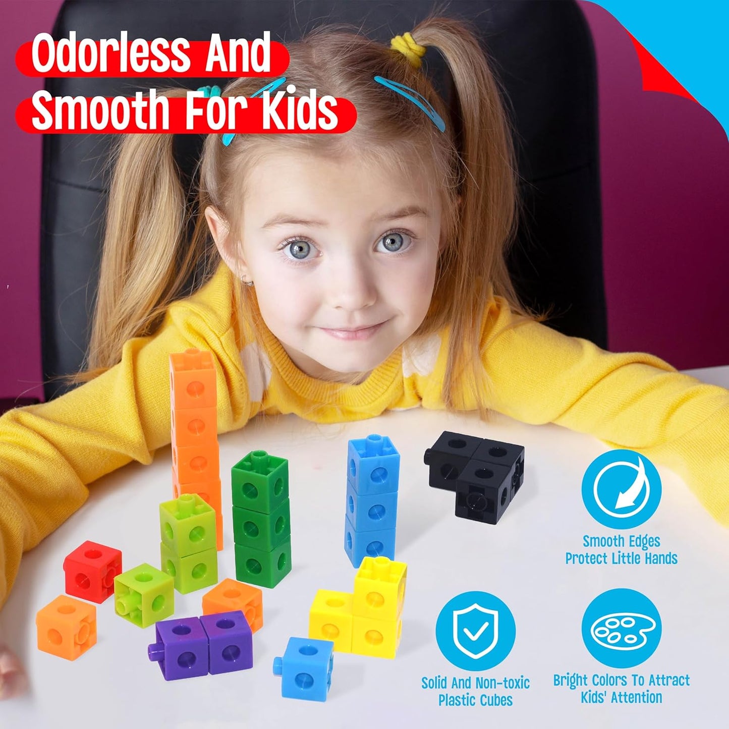 SpriteGru Math Linking Cubes, Math Cubes Manipulatives with Activity Cards Linking Cube Math Counters for Kids Kindergarten Learning Activities
