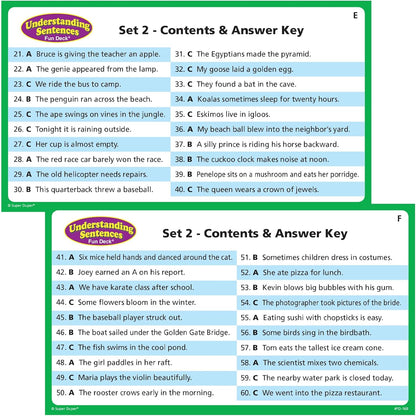 Super Duper Publications | Understanding Sentences Fun Deck with Secret Decoder | Educational Learning Resource for Children