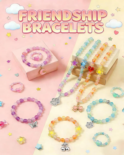 Eohemeral Bracelet Making Kit for Girls 6-12, Jewelry Making Kit with 800 Beads, DIY Bracelet Maker Machine, Built-in Storage & Bead Recycler, Kids Crafts Toy No Batteries Required (Pink)