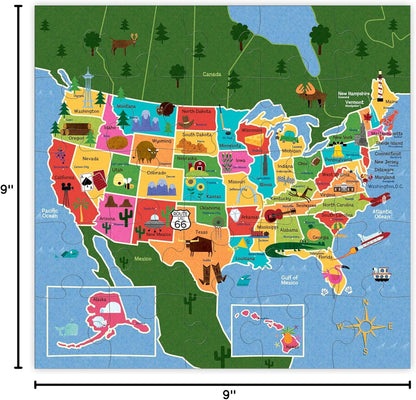 Mudpuppy Map Of USA - Jumbo 25 Piece Jigsaw Floor Puzzle Featuring States, Capitals, and More!