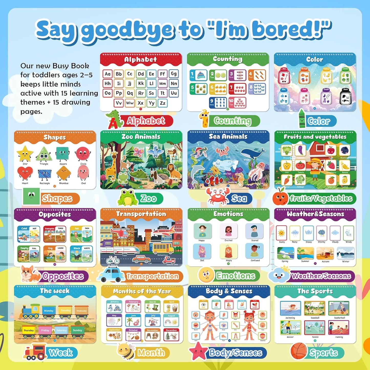 Montessori Busy Book for Toddlers 3-5, Activity Books for Kids, Toddler Busy Book for Preschool and Kindergarten Learning Activities