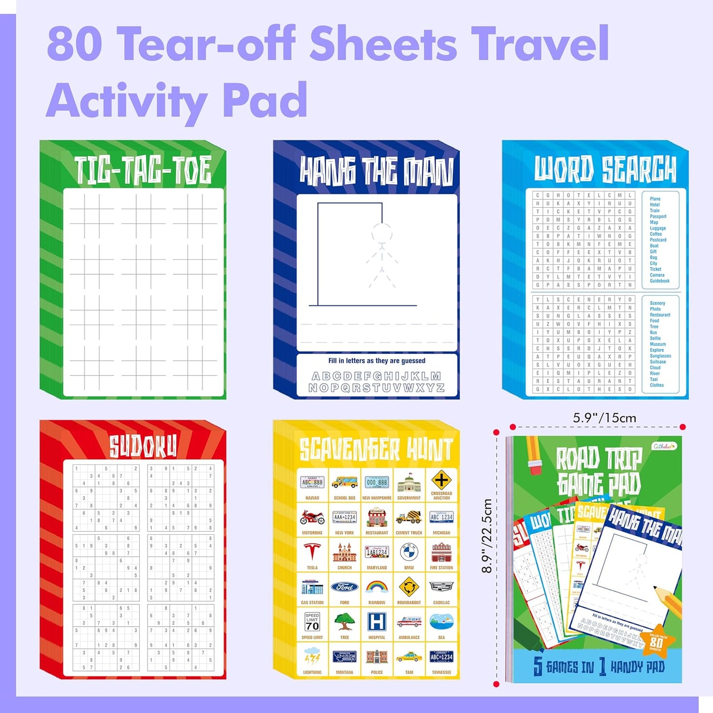 Pen Control & Tracing Activity Pad, 80 Tear-off Sheets Alphabet & Number Handwriting Practice Notepad for Kids, Letters A-Z/Numbers1-20/Patterns Tracing Workbook for Plane, Car Travel, Road Trip