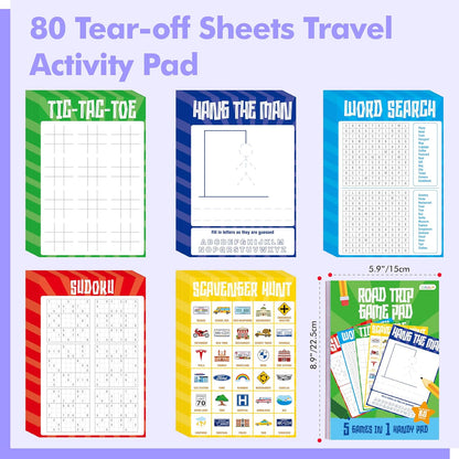 Pen Control & Tracing Activity Pad, 80 Tear-off Sheets Alphabet & Number Handwriting Practice Notepad for Kids, Letters A-Z/Numbers1-20/Patterns Tracing Workbook for Plane, Car Travel, Road Trip