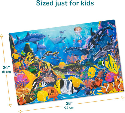 Melissa & Doug Underwater Ocean Floor Puzzle, 48 pc Jumbo Jigsaw Puzzle, Educational Screen Free Activity for Toddler, Preschoolers and Kids Ages 3+ (2 x 3 Feet) - FSC Certified