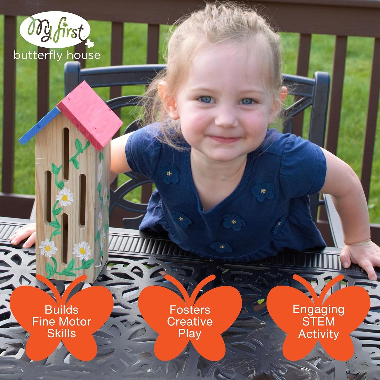 Nature's Way My First Butterfly House DIY Art Craft Kit - Creative Wooden Building & Painting STEM Gift for Kids and Adults