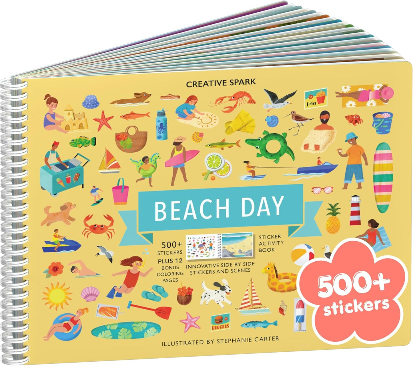 Animals Habitat 500+ Kids Sticker Book by Cupkin Toddler Airplane Travel Activity Coloring and Sticker Book, Road Trip Essentials, 12 Coloring Pages + 12 Scenes for Ages 2–8 Years - Colors A