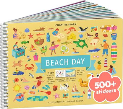 Animals Habitat 500+ Kids Sticker Book by Cupkin Toddler Airplane Travel Activity Coloring and Sticker Book, Road Trip Essentials, 12 Coloring Pages + 12 Scenes for Ages 2–8 Years - Colors A