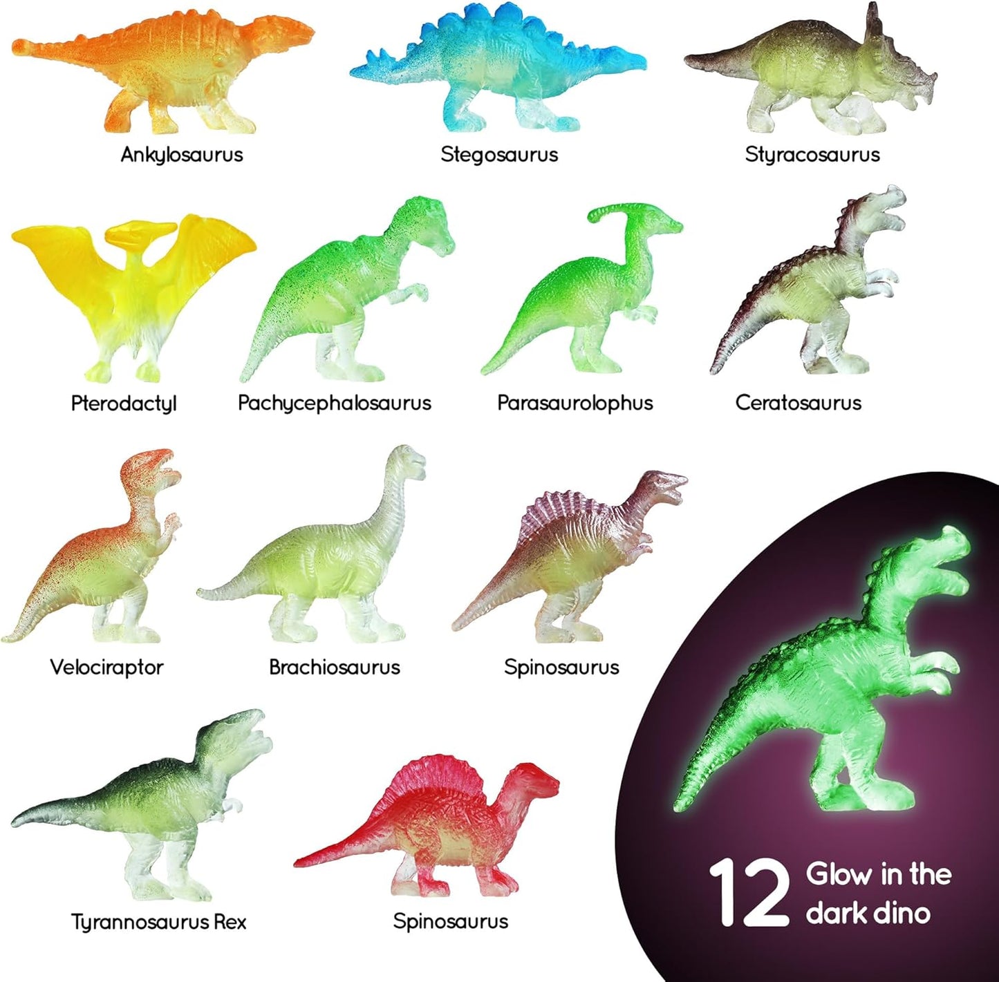 Gamerside Dino Eggs Dig Kit, 12 Glow in The Dark Dinosaur Eggs Dig Kit Excavation Set, Dinosaur Toys for Kids 6-8 8-12, Educational STEM Archaeology Science Kits - Easter Gift for Boys Girls
