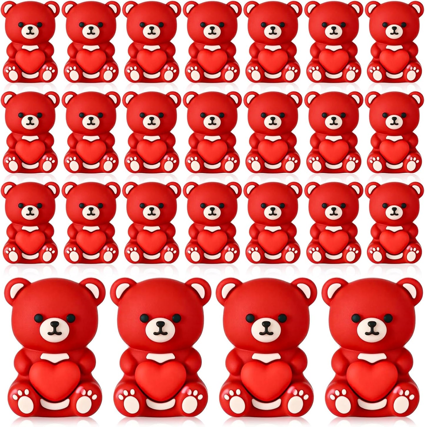 Gerrii 50 Pcs Mini Teddy Bears Bulk Small Miniature Figurines Rubber Mini Bears Tiny Little Heart for Home Desktop Landscape Counting Manipulatives Valentines Day (Colorful)