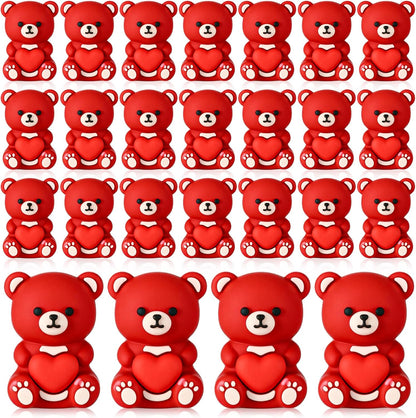 Gerrii 50 Pcs Mini Teddy Bears Bulk Small Miniature Figurines Rubber Mini Bears Tiny Little Heart for Home Desktop Landscape Counting Manipulatives Valentines Day (Colorful)