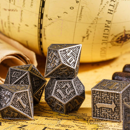 UDIXI Steampunk Metal Dice Set, 7 Die Polyhedral DND Dice Set for D&D Role Playing Game and Math Teaching (Ancient Copper)