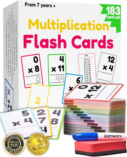 Multiplication Flash Cards 3rd Grade | 183 Math Flash Cards & Times Table Chart, Tablas De Multiplicar para Niños, Times Table Flash Cards & Games, Math Facts Flash Cards | All Facts 0-12